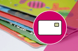Chipkarte SLE5542 1/0 farbig bedruckt auf silbernem Hintergrund