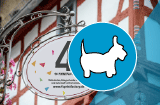 Firmenschild in Hund-Form konturgefräst, einseitig 4/0-farbig bedruckt
